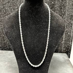 lot 8 image: Unisex new 30 x 6mm Polished Rope Twist Chain Necklace with Lobster Clasp