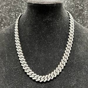 lot 13 image: 22 x 14mm Iced-Out Rhinestone new Cuban Link Chain Necklace with Box Clasp