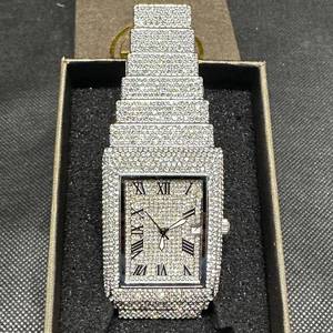 lot 59 image: NEW 35mm Rectangular Crystal-Encrusted Dress Watch - Roman Numeral Dial