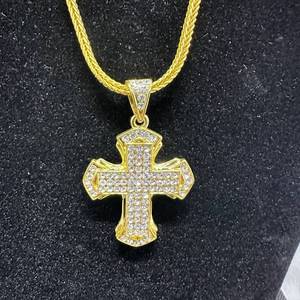 lot 66 image: Gold-Tone Cross Pendant Necklace - New - with Crystal Accents &amp 24 Chain