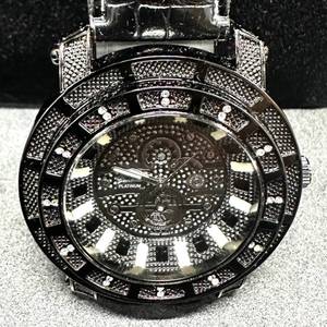 lot 70 image: Geneva Platinum Mens 50mm Automatic Skeleton Watch - Crystal Bezel - Brand new