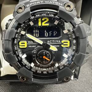 lot 74 image: Activa Dual-Time Sport Watch with LED Backlight &amp Water Resistance (ACW1637-0C1) NEW