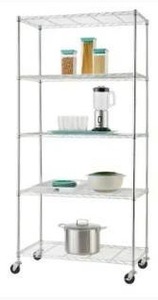 lot 11448 image: EcoStorage Chrome 5-Tier Rolling Steel Wire Shelving Unit (36 in. W x 76 in. H x 18 in. D)
