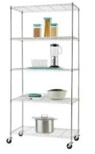 lot 11452 image: EcoStorage Chrome 5-Tier Rolling Steel Wire Shelving Unit (36 in. W x 76 in. H x 18 in. D)