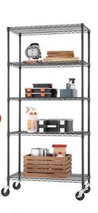 lot 11457 image: Trinity Commercial 5 Tier Rack Wheels, 72 x 36 x 18, Black Anthracite