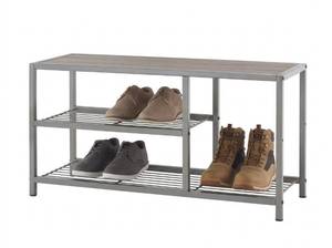 lot 11594 image: 3-Tier Shoe Bench Metal Frame Storage Rack