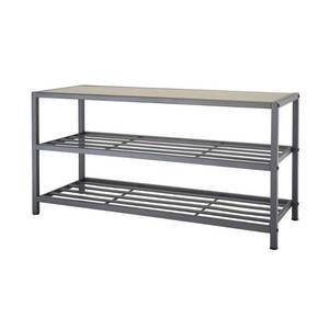 lot 11596 image: Trinity 3-Tier Shoe Bench Slate Gray TBFPGR-2408