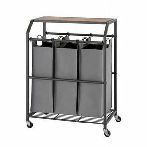 lot 11606 image: Trinity 3-Bag Laundry Cart with Flip-Up Top, Model 1742414, (Incomplete)