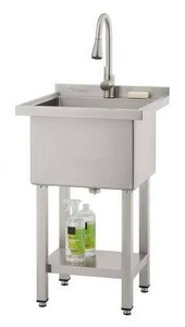 lot 11637 image: Trinity Eco Stainless Steel Utility Sink with Faucet