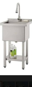 lot 11638 image: Trinity Eco Stainless Steel Utility Sink w Faucet