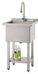 lot 11640 image: Trinity Eco Stainless Steel Utility Sink with Faucet
