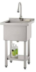 lot 11641 image: Trinity Eco Stainless Steel Utility Sink with Faucet