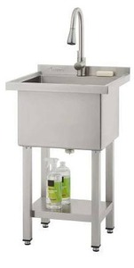 lot 11642 image: Trinity Eco Stainless Steel Utility Sink with Faucet