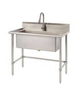lot 11648 image: Trinity 40 Inch Stainless Steel Utility Sink with Pull-out Faucet