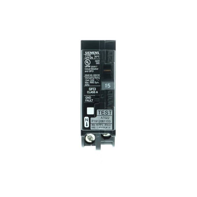 lot 6121 image: Siemens 15 Amp 1-Pole GFCI Plug-on Neutral Circuit Breaker - Retail $63