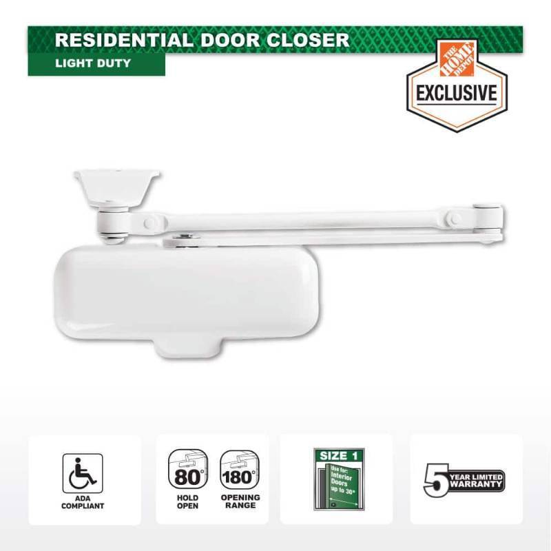 lot 6229 image: Light-Duty White Residential Door Closer - Retail $34