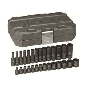 lot 6326 image: GearWrench 84901 28-Piece Metric 14 in. Drive StandardDeep Impact Socket Set