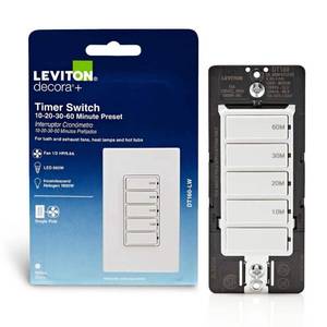 lot 6328 image: Decora 15A 60-Minute Indoor In-Wall Countdown Timer Switch 12 HP9.8A FanMotor No Neutral Required Single-Pole, White - Retail $27