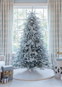 lot 6352 image: Fraser Hill Farm 6.5ft Flocked Snowy Christmas Tree - Retail $0