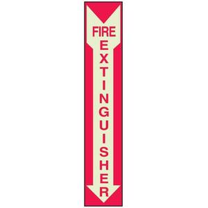 lot 6362 image: Brady 80241 14 Height, 5 Width, B-324 Polyester, Red On Green Color Glow-In-The-Dark Fire And Exit Sign, Legend Fire Extinguisher (With Picto) - Retail $209
