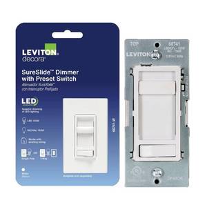 lot 6364 image: Leviton 159900 Single-Pole 3-Way White Universal Dimmer Switch - Retail $34