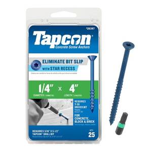 lot 6372 image: Tapcon 28397 14x4 Blue Star Drive Bugle Head Concrete Anchors 25Box - Retail $29