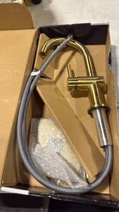 lot 6383 image: Glacier Bay Dorind Single-Handle Single Hole Bathroom Faucet In Brushed Gold - Retail $0