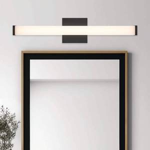 lot 6398 image: Miles 24 in. Integrated LED Black Bathroom Vanity Light Fixture with Rectangular Acrylic Shade and 5CCT - Retail $50