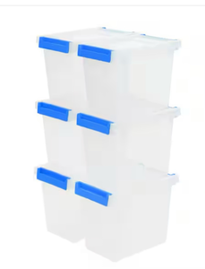 lot 6405 image: 3 qt. Plastic Storage Clip Box, Clear (6-Pack) - Retail $0