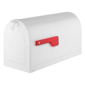 lot 6412 image: MB2 Post Mount Mailbox Black (not white) with Red Flag - Retail $60
