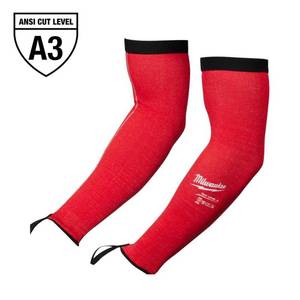 lot 6417 image: Milwaukee Tool Cut-Resistant Sleeves Red HPPE 16  L 48-73-9030 - Retail $28