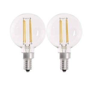lot 6430 image: 60-Watt Equivalent G16.5 Globe Dimmable Filament Clear E12 Candelabra LED Vintage Edison LIght Bulb, Bright White 2-Pack - Retail $10