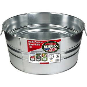 lot 6478 image: Behrens High Grade Steel 3GS 17 Gal Silver Galvanized Steel Round Tub - Retail $265