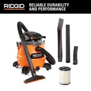 lot 6500 image: (Used)16 Gal. 6.5 Peak HP NXT Shop Vacuum Wet Dry Vac with Detachable Blower, Filter, Locking Hose and Accessories HD1600 - Retail $248