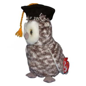 lot 6513 image: Ty Beanie Baby Smart the Owl - Graduation 2001  Stuffed Animal  MWMT - Retail $26