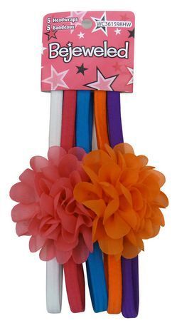 lot 96751 image: Bejeweled 5 Piece Hairband with Flowers in Assorted Colors