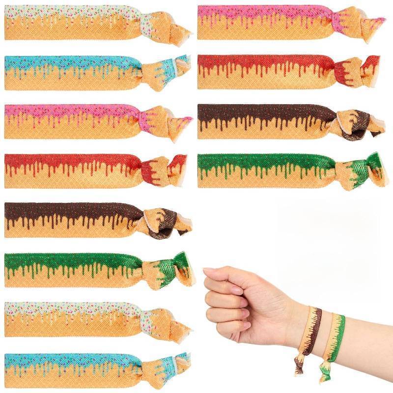lot 69731 image: 1 Count (Pack of 12) Riceshoot 12 Pcs Ice Cream Drip Softball Hair Ties Elastic Hair Ties Sports Ribbon Bracelet Accessories Gift for Girls No Crease Elastics Set for Players, Coaches, Teams Stocking