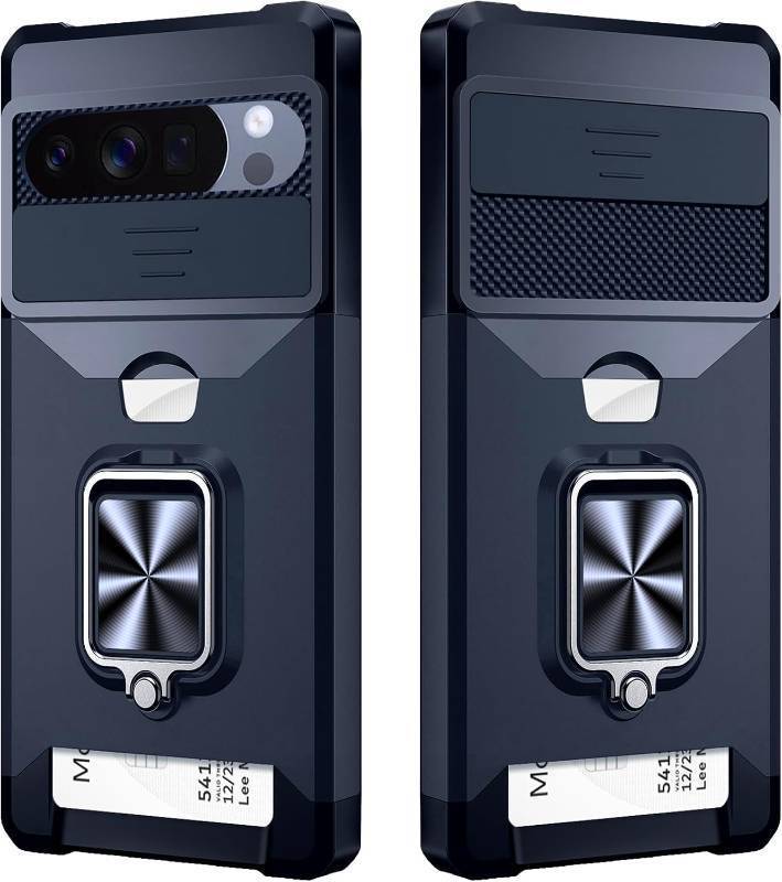 lot 66762 image: Multifunctional Google Pixel 10 Pro XL Case with Card Holder and Sliding Camera Cover - Wireless Charging Compatible Pixel 10 Pro XL Wallet Case with Magnetic Kickstand (Black)