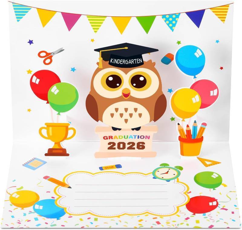 lot 66766 image: 5.91 x 7.87 inches Gueevin 2026 Kindergarten Graduation Pop up Card Pre-k Graduation Greeting Card with Grad Cap Owl and Balloon Pattern 3D Preschool Congratulations Gift for Kindergarten Celebration