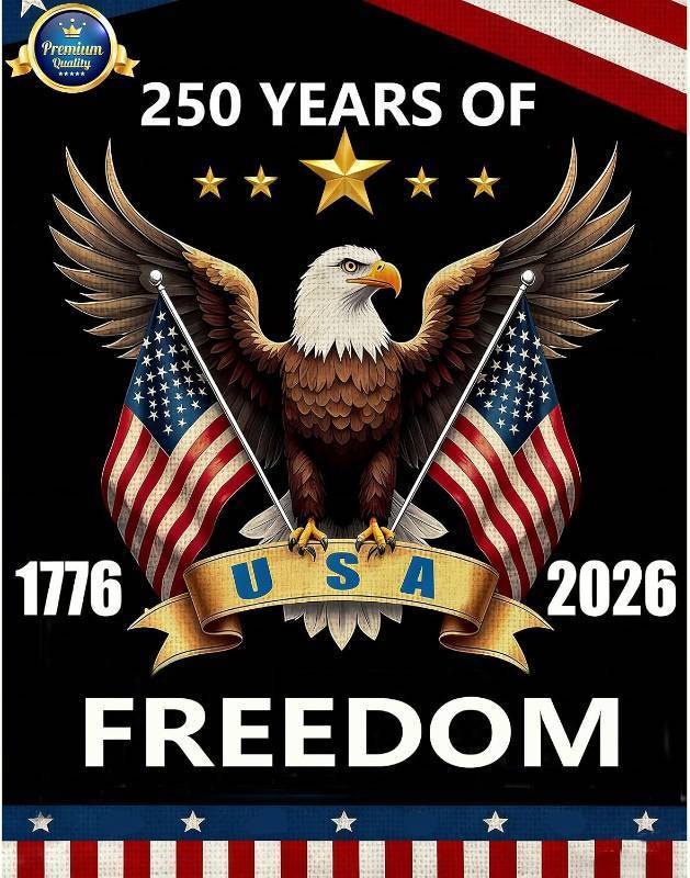 lot 66768 image: American Flag 250th Anniversary Garden Flag, Double Sided Freedom flag for Independence Day, Memorial Day, Veterans Day, Decor 12 x 18 Inch
