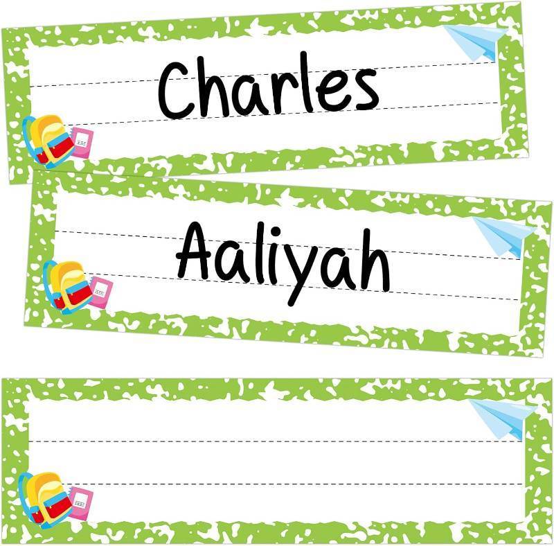 lot 66799 image: Composition Notebook Nameplates for Classroom, 48 Pack Student Desk Name Tags Name Plates for Classroom Cubby Labels