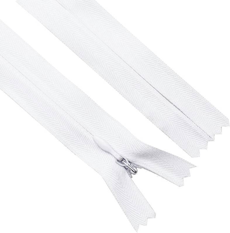 lot 66843 image: 8 Inch Sawoake Invisible Zippers 8 Inch #3, White Nylon Coil Zippers 2-Pack for Sewing, Skirts, Pockets, Pillows (White, 8, 2PCS)