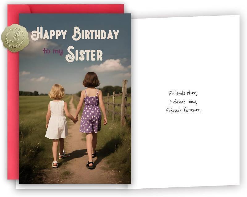 lot 65444 image: Sister Birthday Card, Funny Birthday Card for Sisters, Happy Bday To My Sisters Cards, Gifts Sister Cards for Women Her