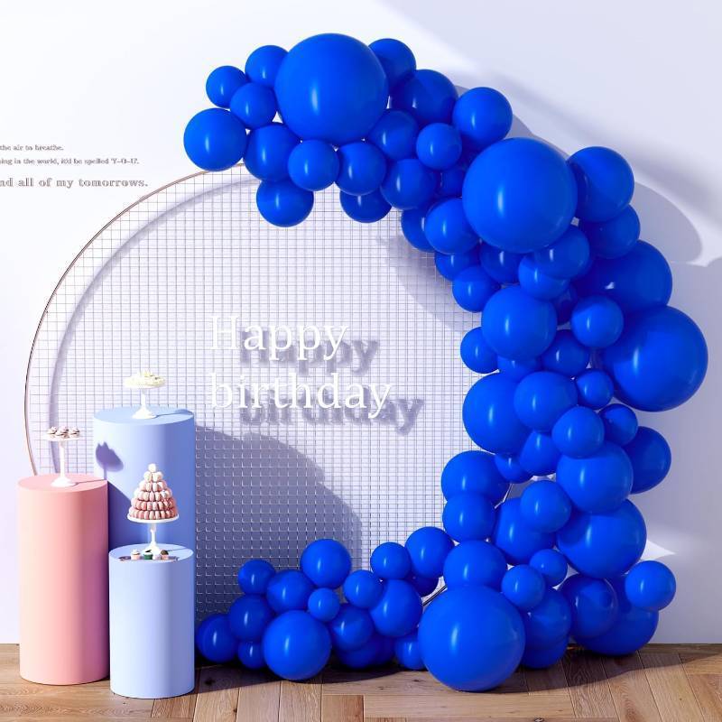 lot 66623 image: 130 Count (Pack of 1) DECOCKRAT 130PCS RoyalBlue Balloons, Latex Balloon Different Sizes 1812105 Inch, Helium Balloons with Ribbon, Party Balloon Set for Birthday Wedding Graduation Anniversary Bab