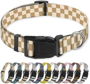 lot 68001 image: Medium Dog Collar, Cute Puppy Collar, Funny Pet Collar, Adjustable Soft Dog Collars for Medium Dogs Green White Plaid