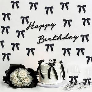 lot 68012 image: Black Bow Wall Decor, Bow Birthday Party Decorations, Happy Birthday Banner with 30pcs Bows for Women Girls Bow Coquette Birthday Party Decorations, Bows Theme Party Decor