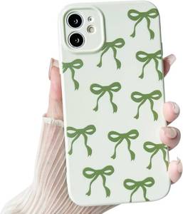 lot 68027 image: NITITOP Compatible with iPhone 11 Case Cute Bow Knot Ribbon Pattern for Girls Women Trendy Bowknot Slim Fit TPU Bumper Silicone Shockproof Full Camera Protection Cover - Green