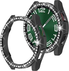 lot 68043 image: Galaxy Watch6 Classic 47mm 2 in 1 Watch Bling Case for Samsung Galaxy Watch 6 Classic 47mm, PC Protective Bumper Cover, Glitter Rhinestone Bezel Ring, Black (Glass Film Not Included)