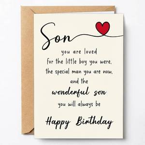 lot 68049 image: 5 x 7 inches PTRUKD Funny Birthday Cards for Son from Mom or Dad, Journey from Boy to Man, Awesome Sons You Will Always Be, Happy Birthday Son Card