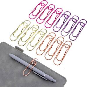 lot 68053 image: 2.8 Paperclip Pen Holder 12PCS Metal Pen Clip for Notebook Journal and Book Paper Clips Bookmarks 2.8 Inch Planner Jumbo Office School Supplies GoldPurplePinkRose Gold Heart Shape